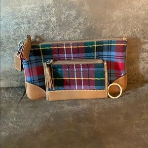 Coach red tartan small pouch/keychain pouch combo